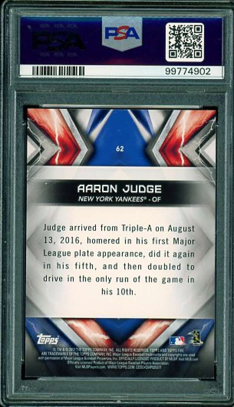 Aaron Judge Rookie Card 2017 Topps Fire #62 PSA 9 Image 2