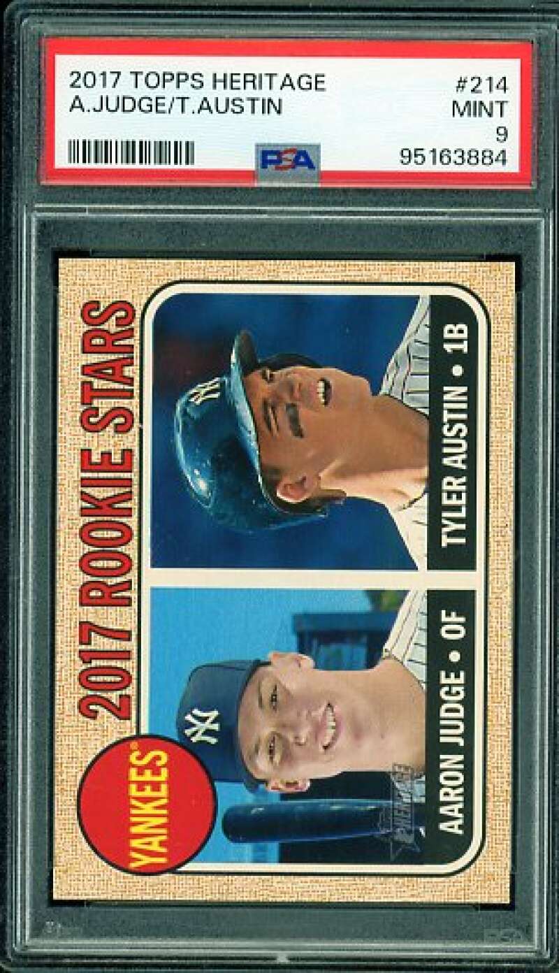 Aaron Judge/Tyler Austin Rookie Card 2017 Topps Heritage #214 PSA 9 Image 1