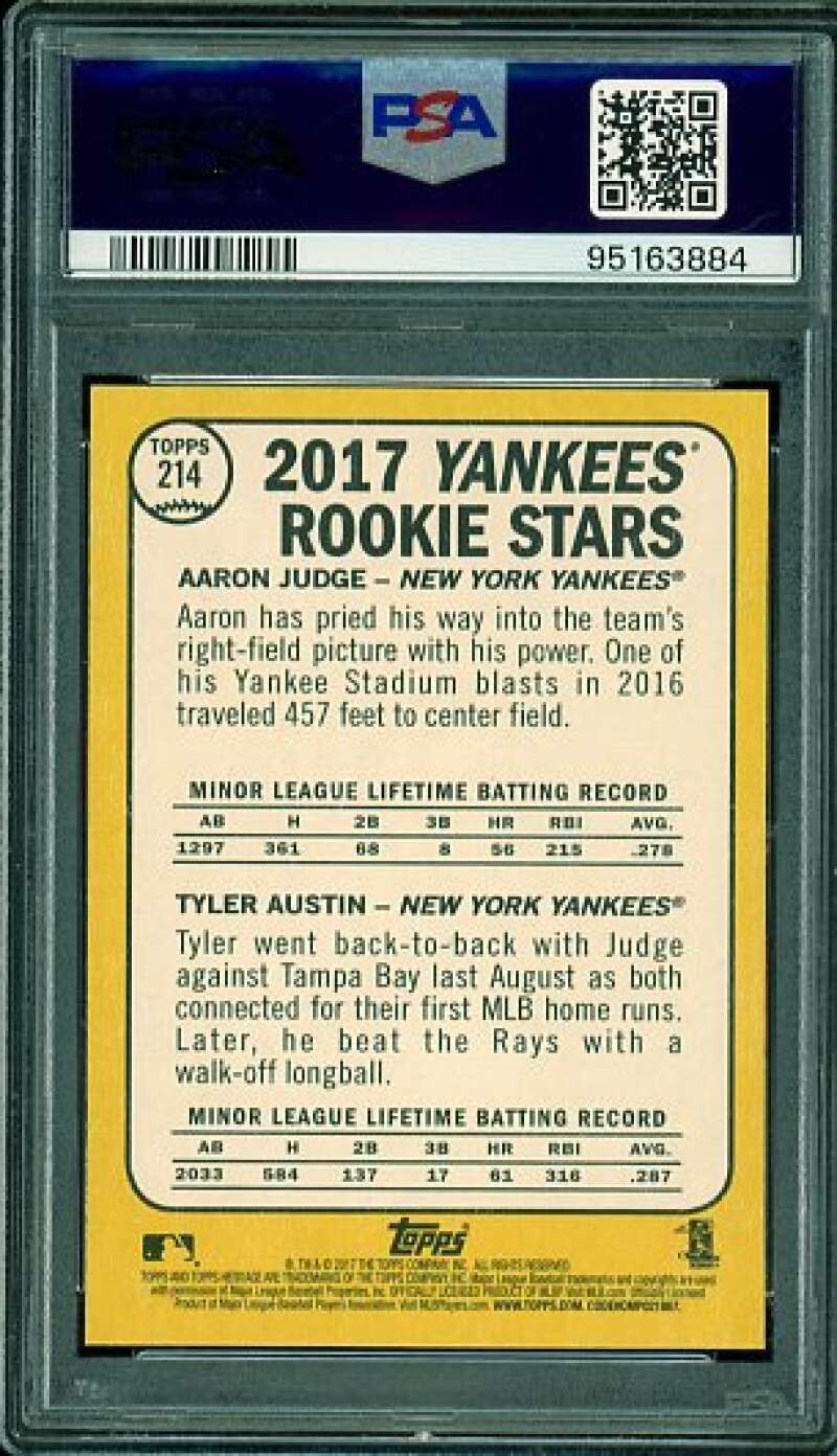 Aaron Judge/Tyler Austin Rookie Card 2017 Topps Heritage #214 PSA 9 Image 2