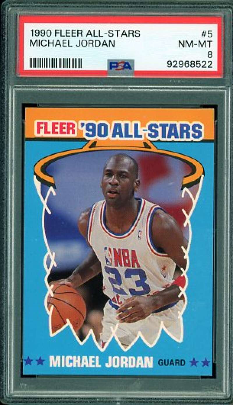 Michael Jordan Card 1990-91 Fleer All-Stars #5 PSA 8 Image 1
