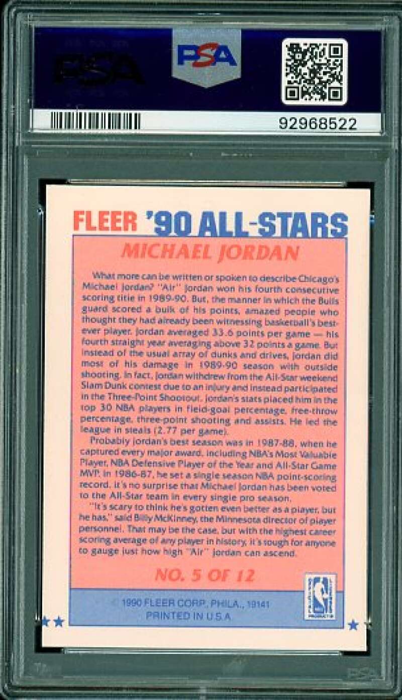 Michael Jordan Card 1990-91 Fleer All-Stars #5 PSA 8 Image 2