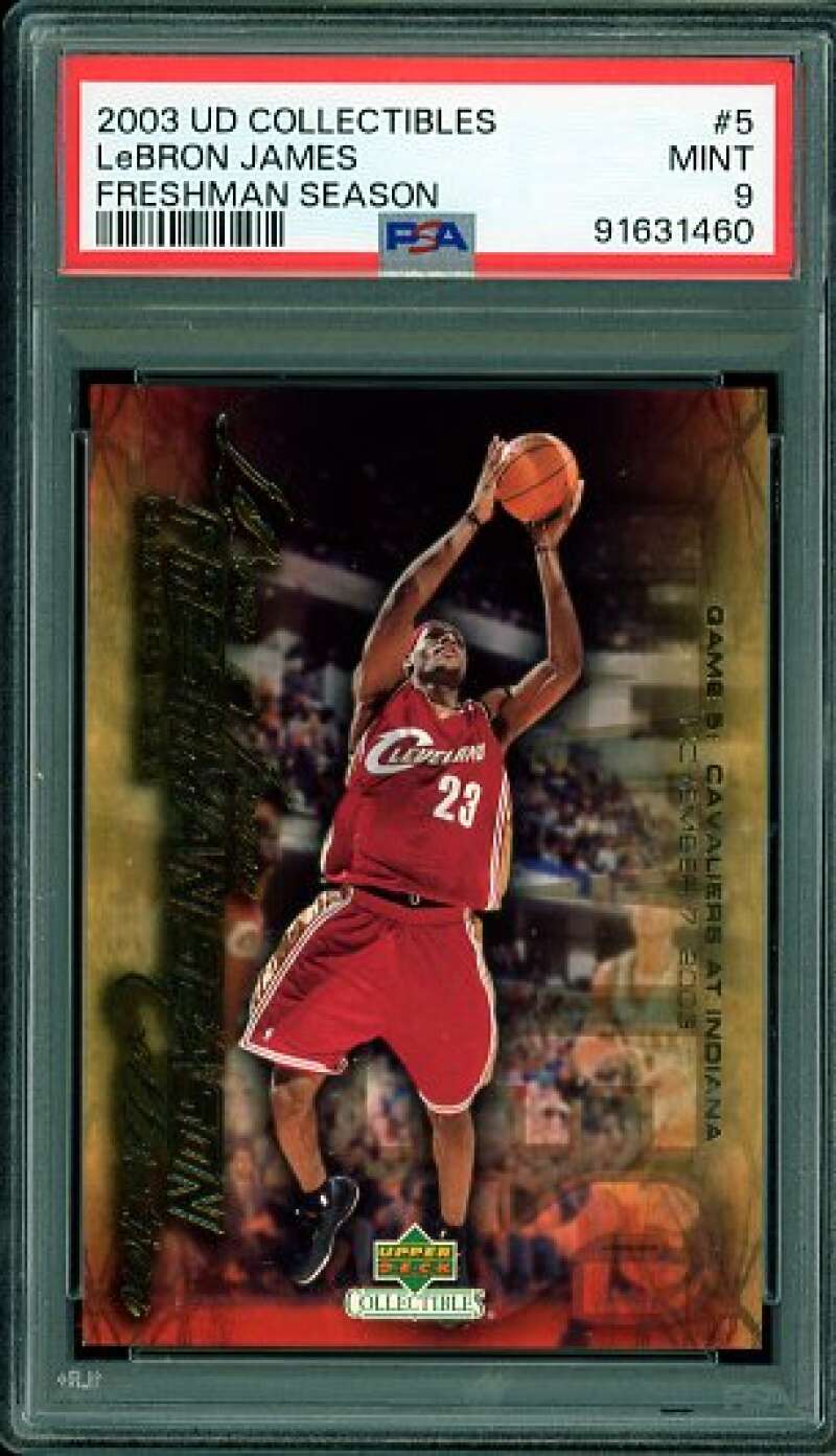 LeBron James Rookie Card 2003-04 UD Collectibles Freshman Season #5 PSA 9 Image 1