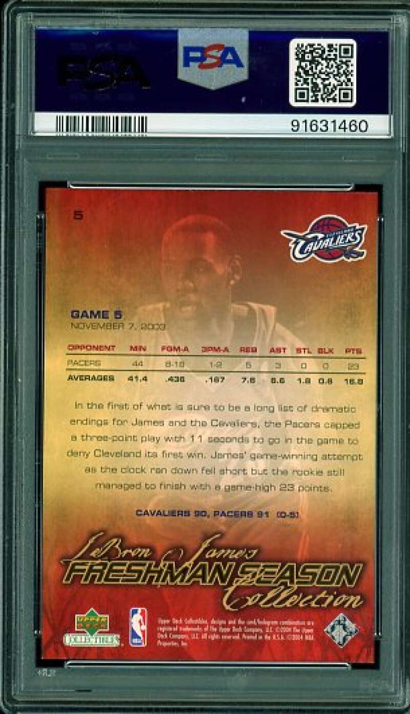 LeBron James Rookie Card 2003-04 UD Collectibles Freshman Season #5 PSA 9 Image 2