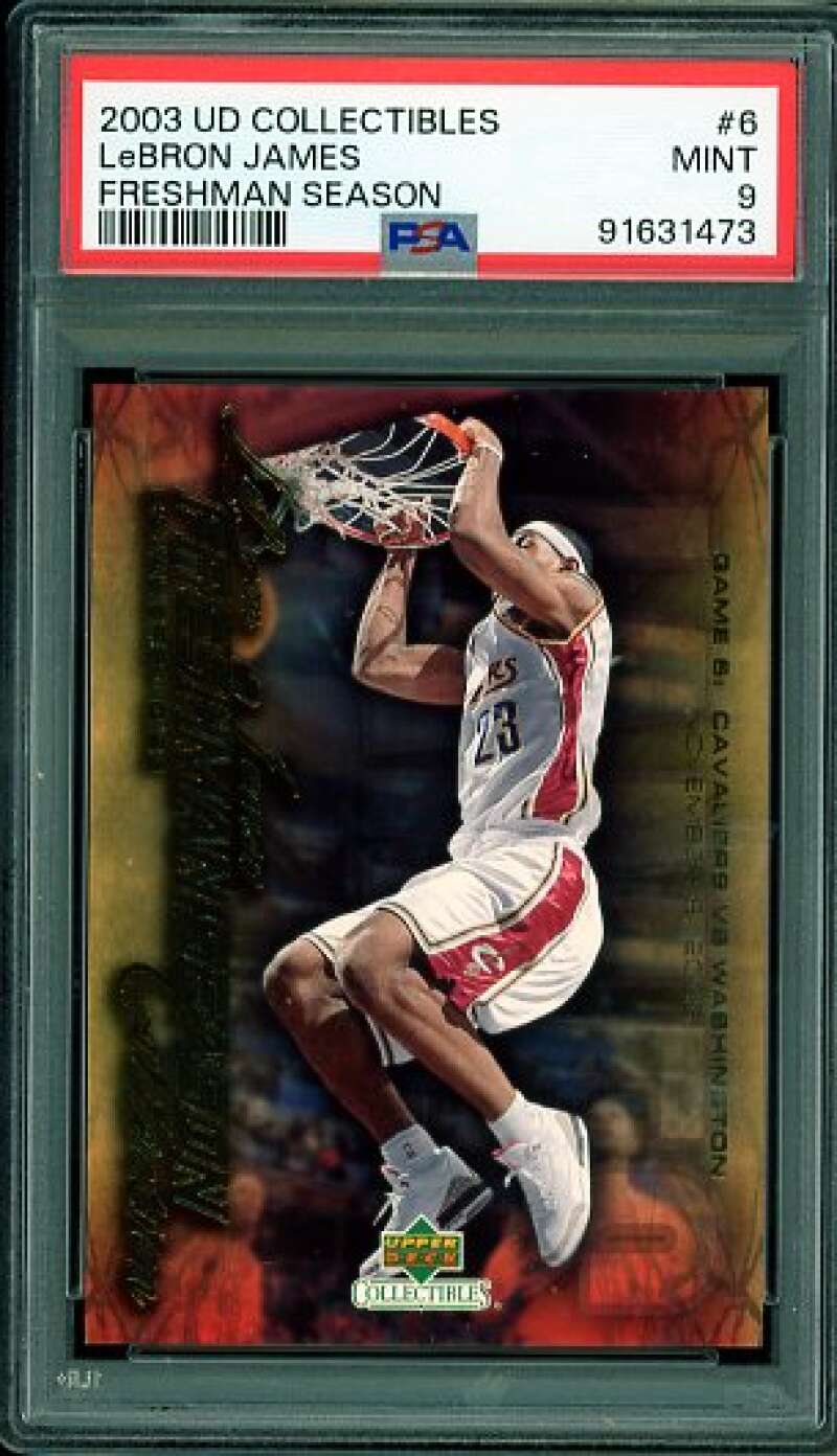LeBron James Rookie Card 2003-04 UD Collectibles Freshman Season #6 PSA 9 Image 1