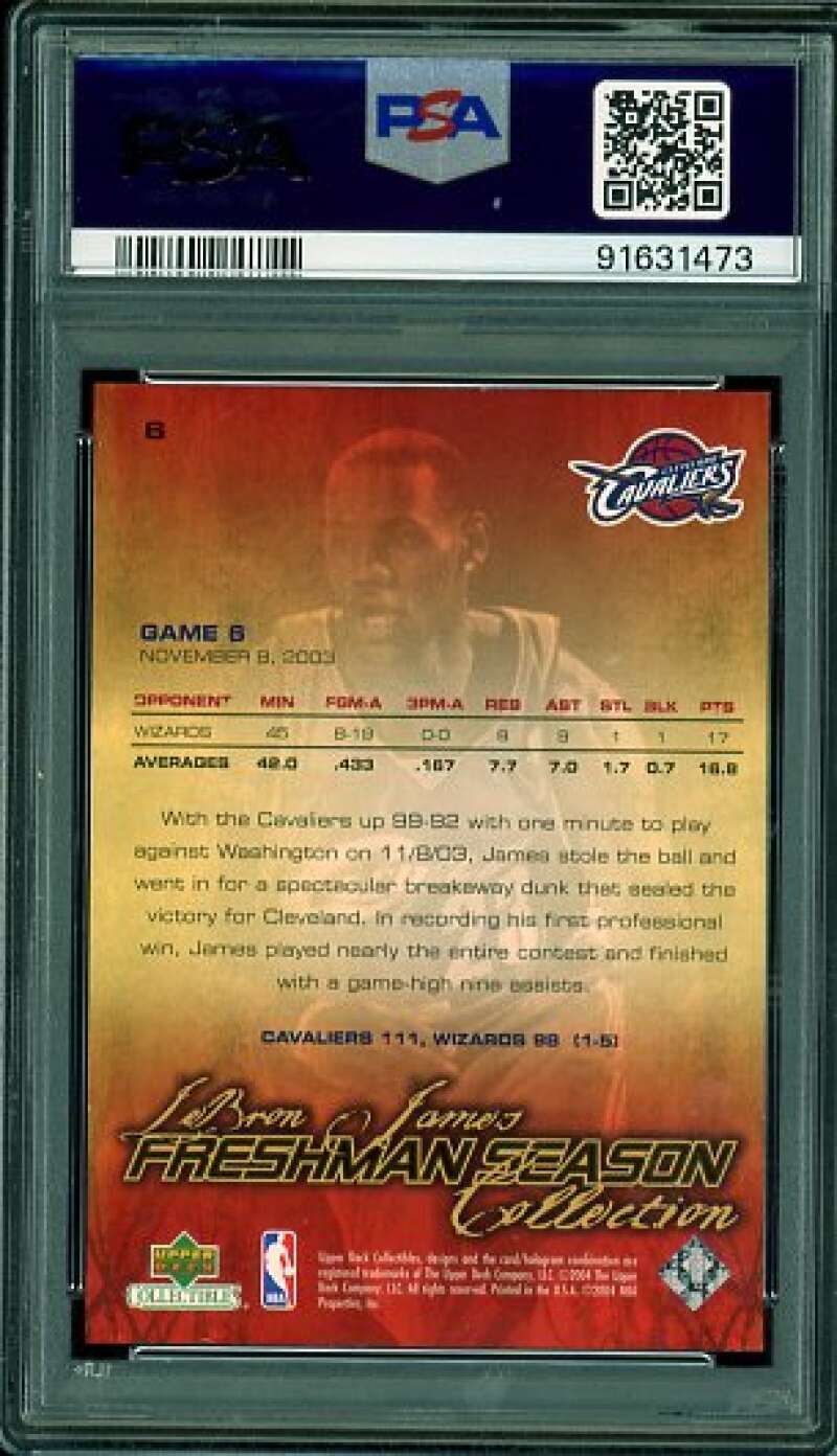 LeBron James Rookie Card 2003-04 UD Collectibles Freshman Season #6 PSA 9 Image 2