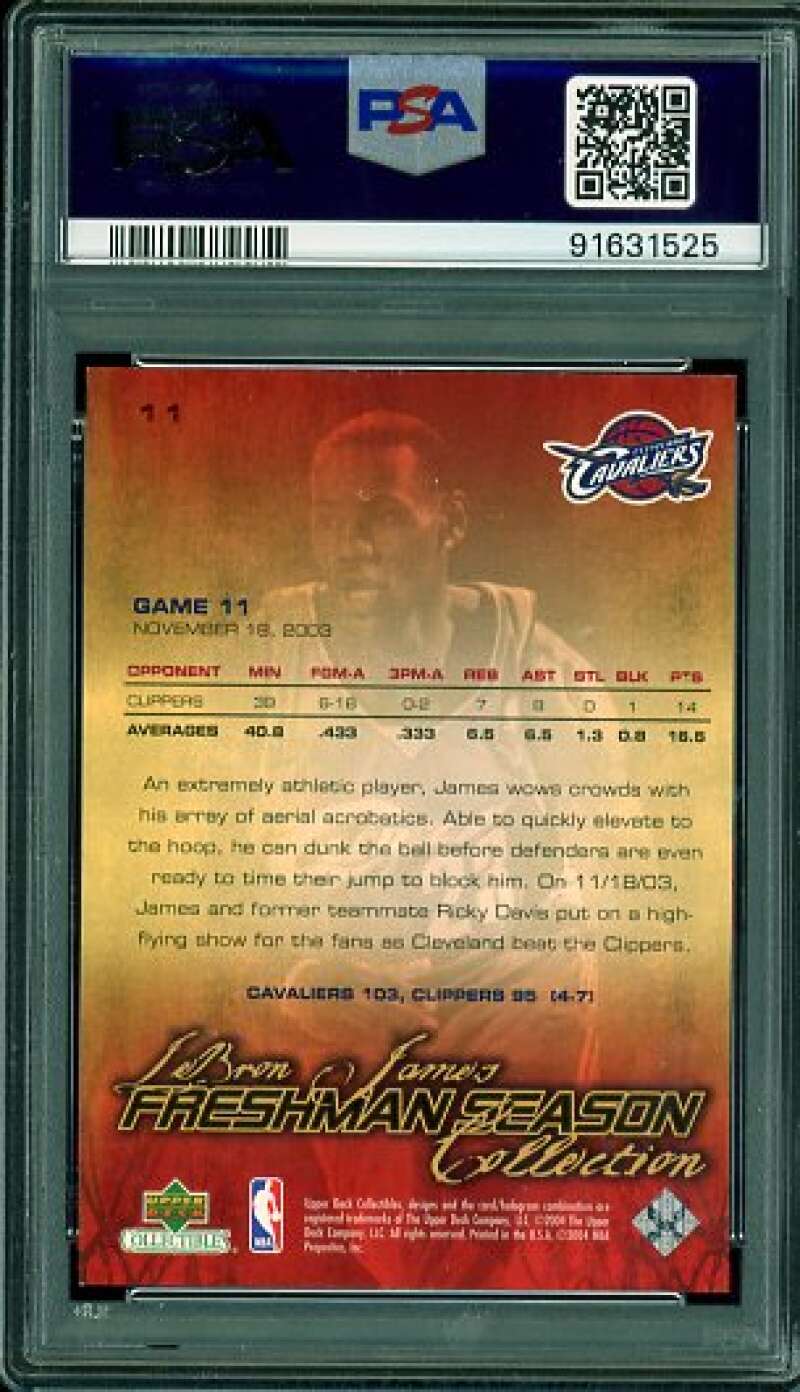 LeBron James Rookie Card 2003-04 UD Collectibles Freshman Season #11 PSA 9 Image 2