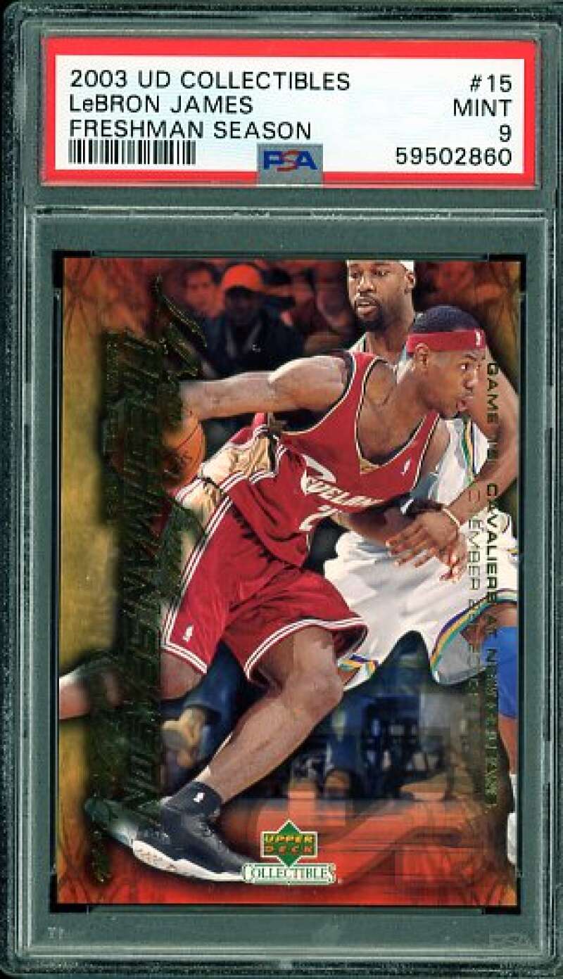 LeBron James Rookie Card 2003-04 UD Collectibles Freshman Season #15 PSA 9 Image 1