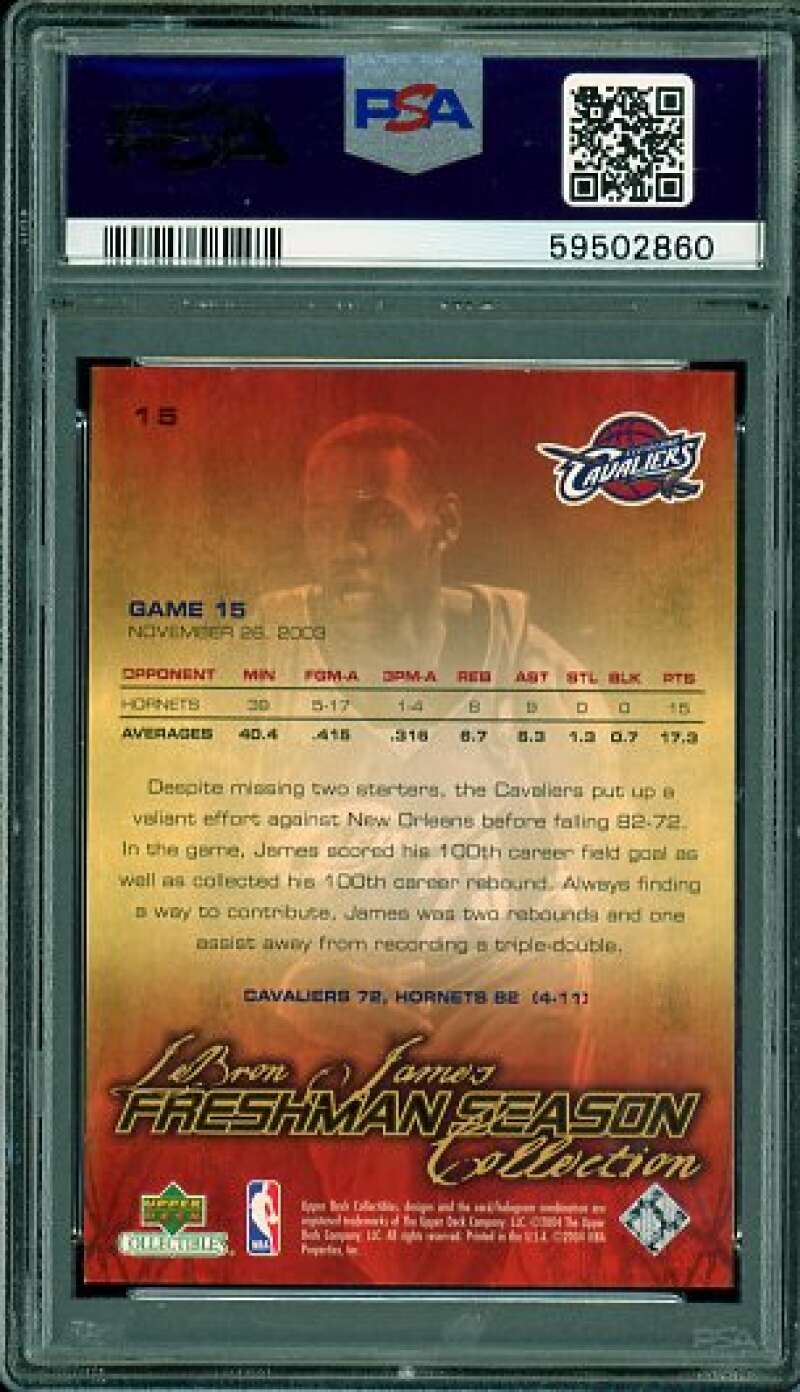 LeBron James Rookie Card 2003-04 UD Collectibles Freshman Season #15 PSA 9 Image 2