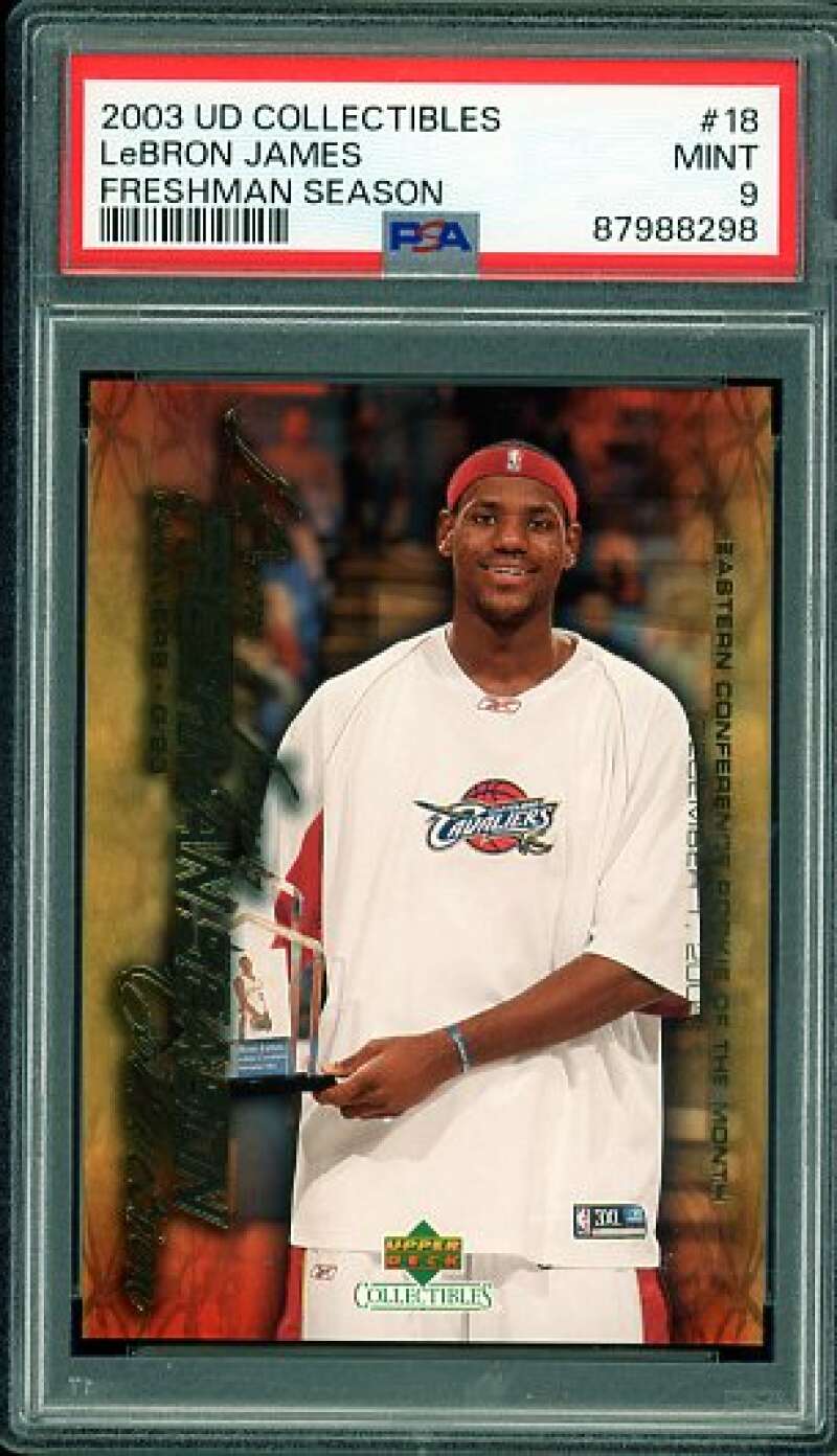 LeBron James Rookie Card 2003-04 UD Collectibles Freshman Season #18 PSA 9 Image 1