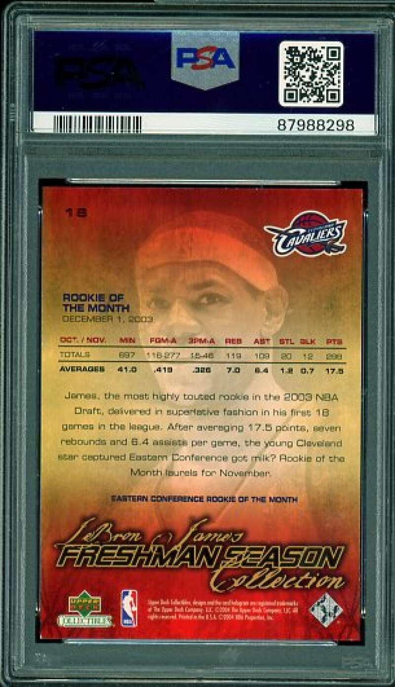 LeBron James Rookie Card 2003-04 UD Collectibles Freshman Season #18 PSA 9 Image 2