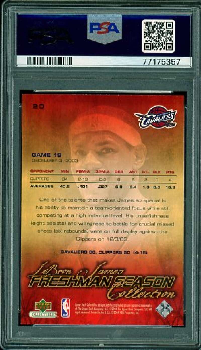 LeBron James Rookie Card 2003-04 UD Collectibles Freshman Season #20 PSA 9 Image 2