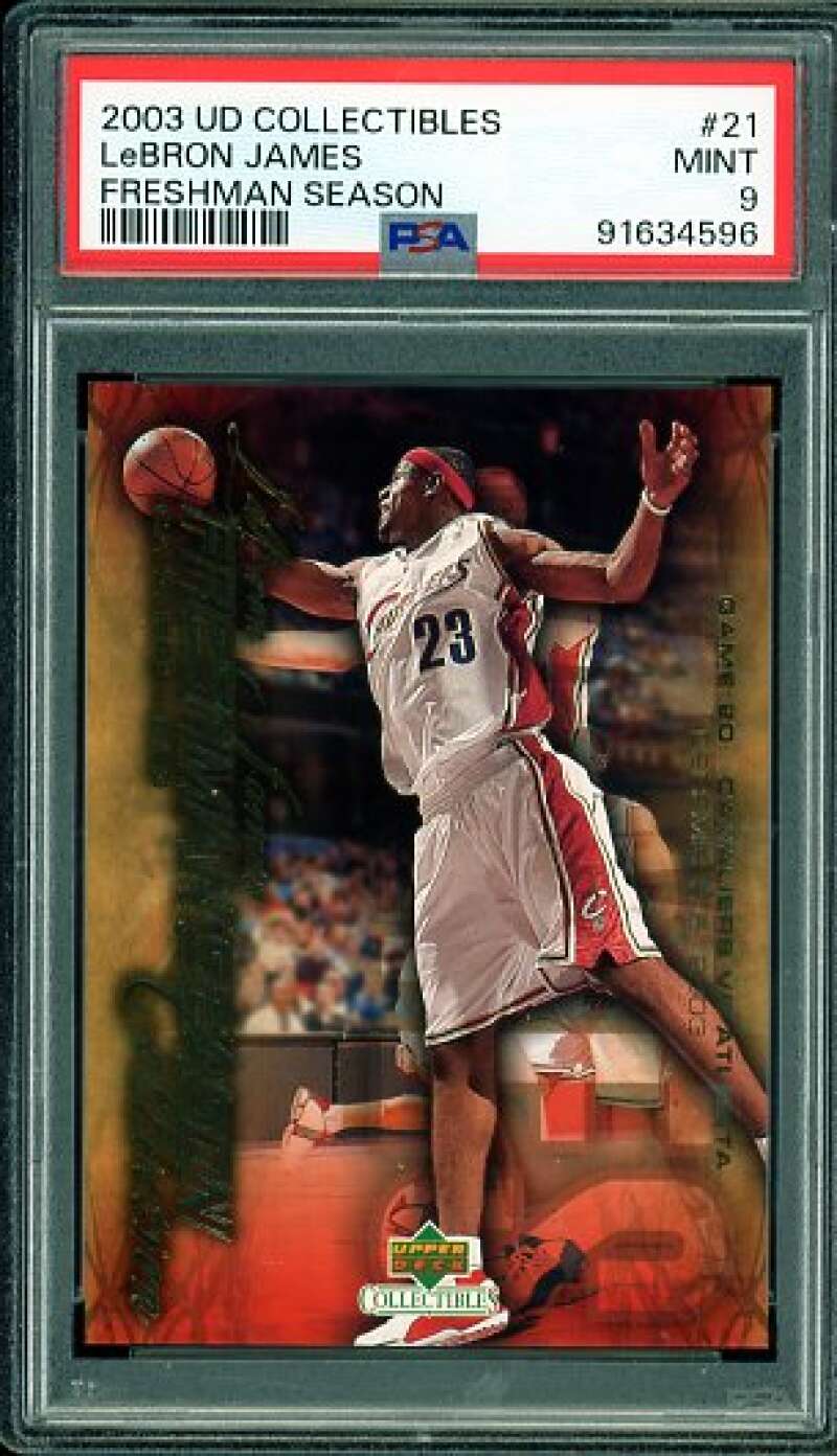 LeBron James Rookie Card 2003-04 UD Collectibles Freshman Season #21 PSA 9 Image 1