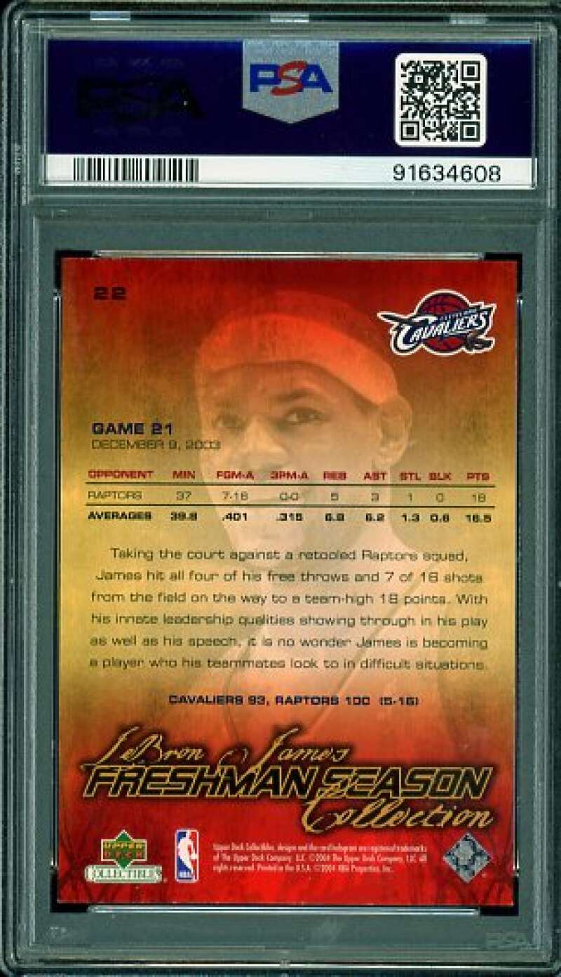LeBron James Rookie Card 2003-04 UD Collectibles Freshman Season #22 PSA 9 Image 2