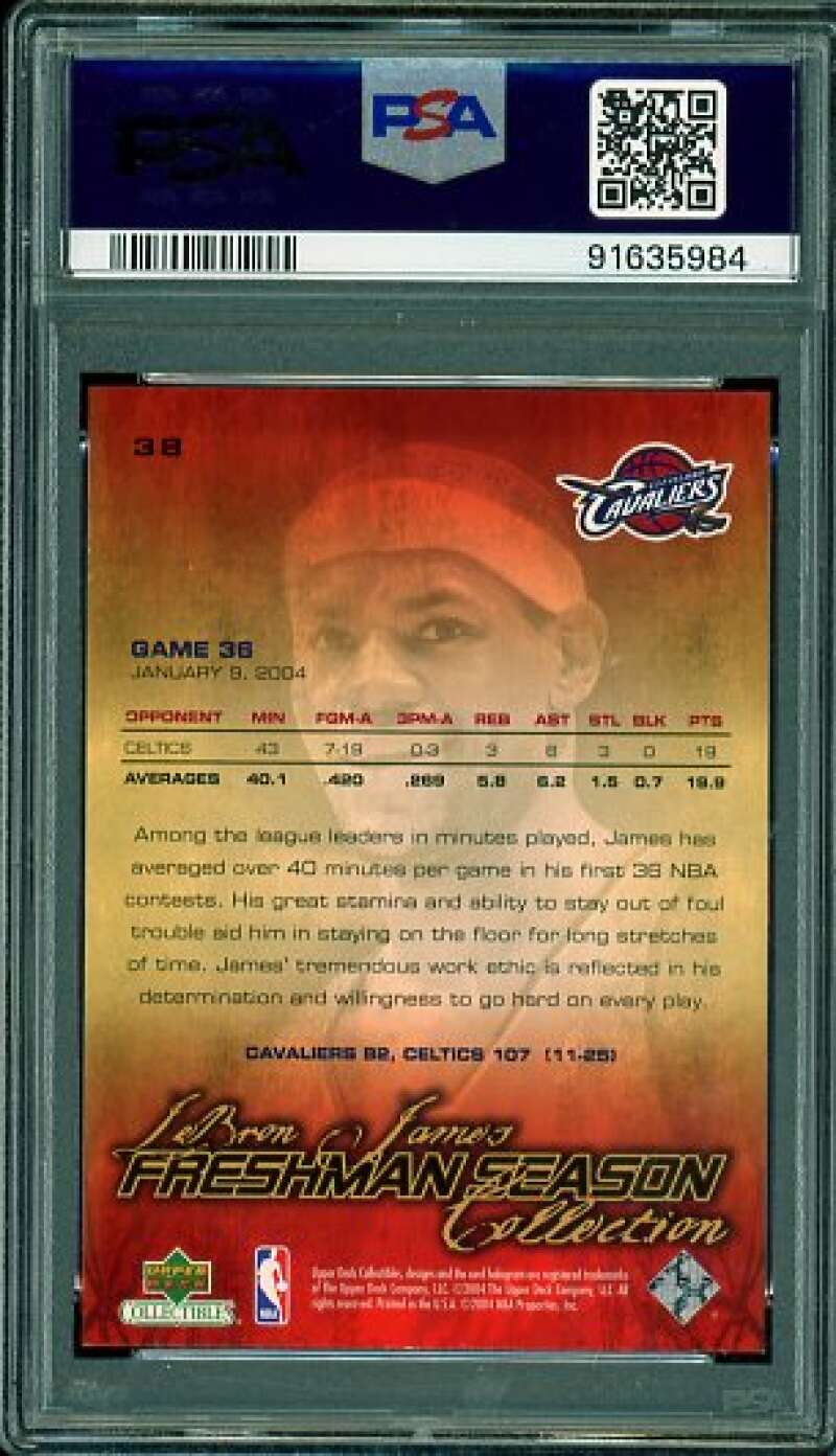 LeBron James Rookie Card 2003-04 UD Collectibles Freshman Season #38 PSA 9 Image 2
