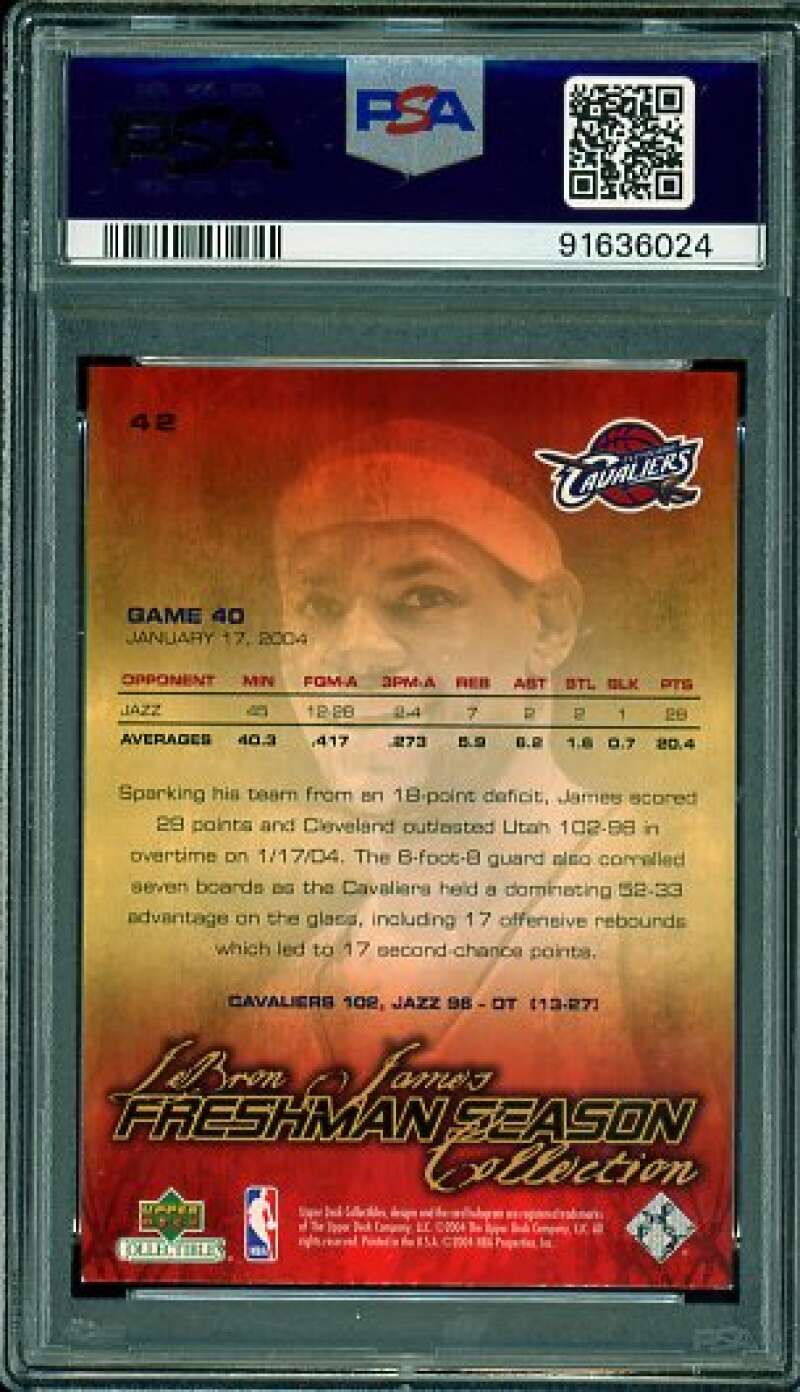 LeBron James Rookie Card 2003-04 UD Collectibles Freshman Season #42 PSA 9 Image 2