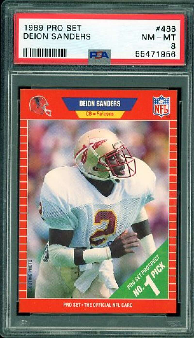 Deion Sanders Rookie Card 1989 Pro Set #486 PSA 8 Image 1