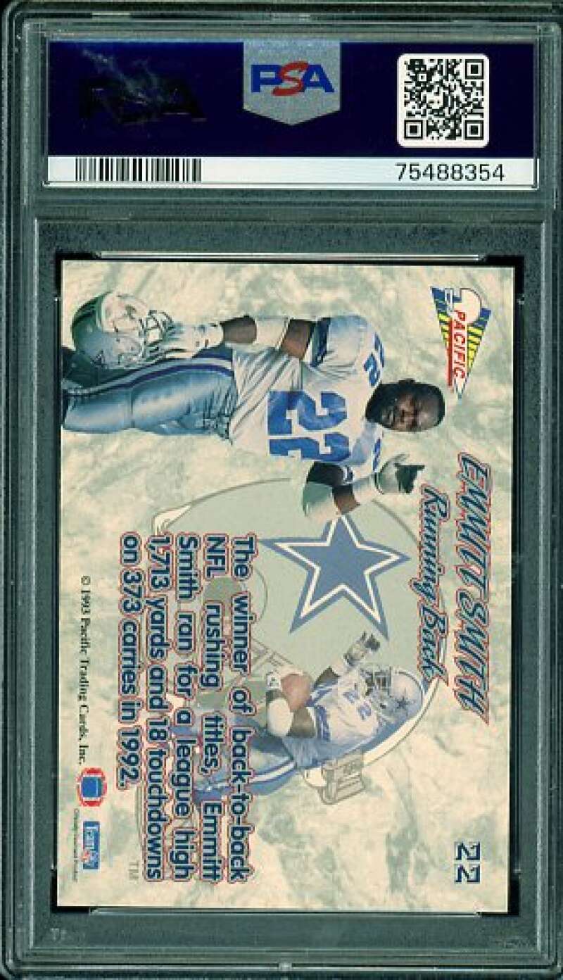 Emmitt Smith Card 1993 Pacific Prisms #22 PSA 9 Image 2