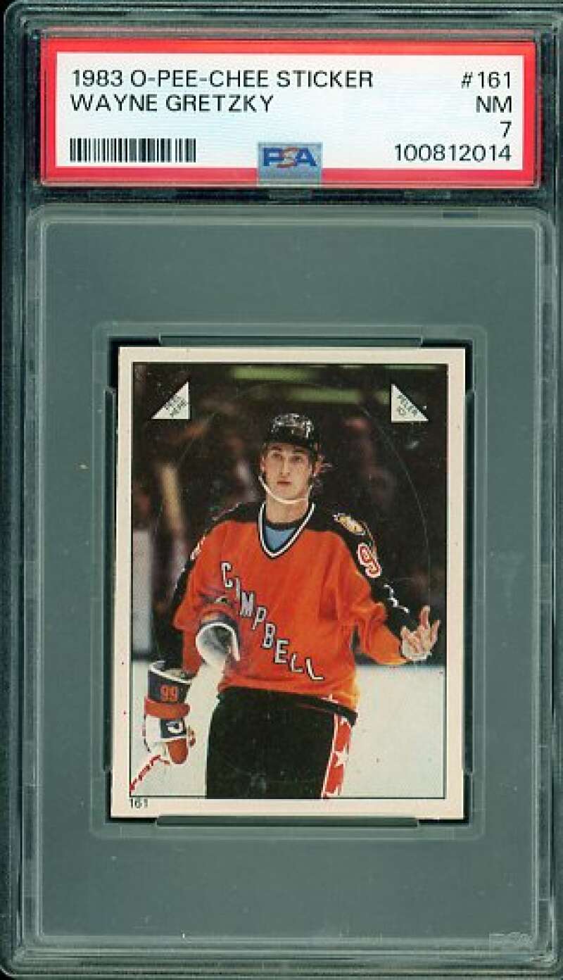 Wayne Gretzky Card 1983-84 O-Pee-Chee Sticker #161 PSA 7 Image 1