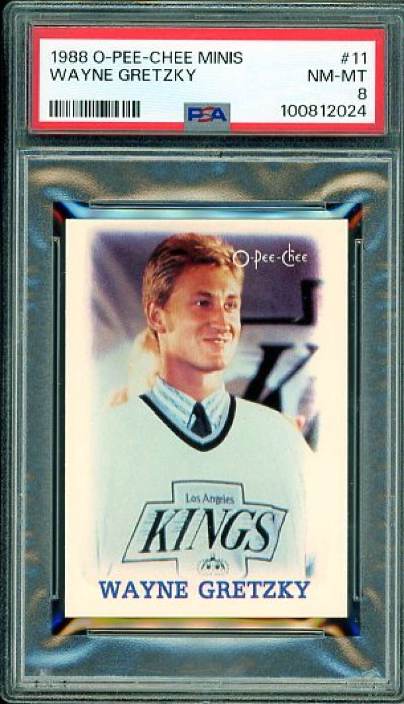 Wayne Gretzky Card 1987-88 O-Pee-Chee Minis #11 PSA 8 Image 1