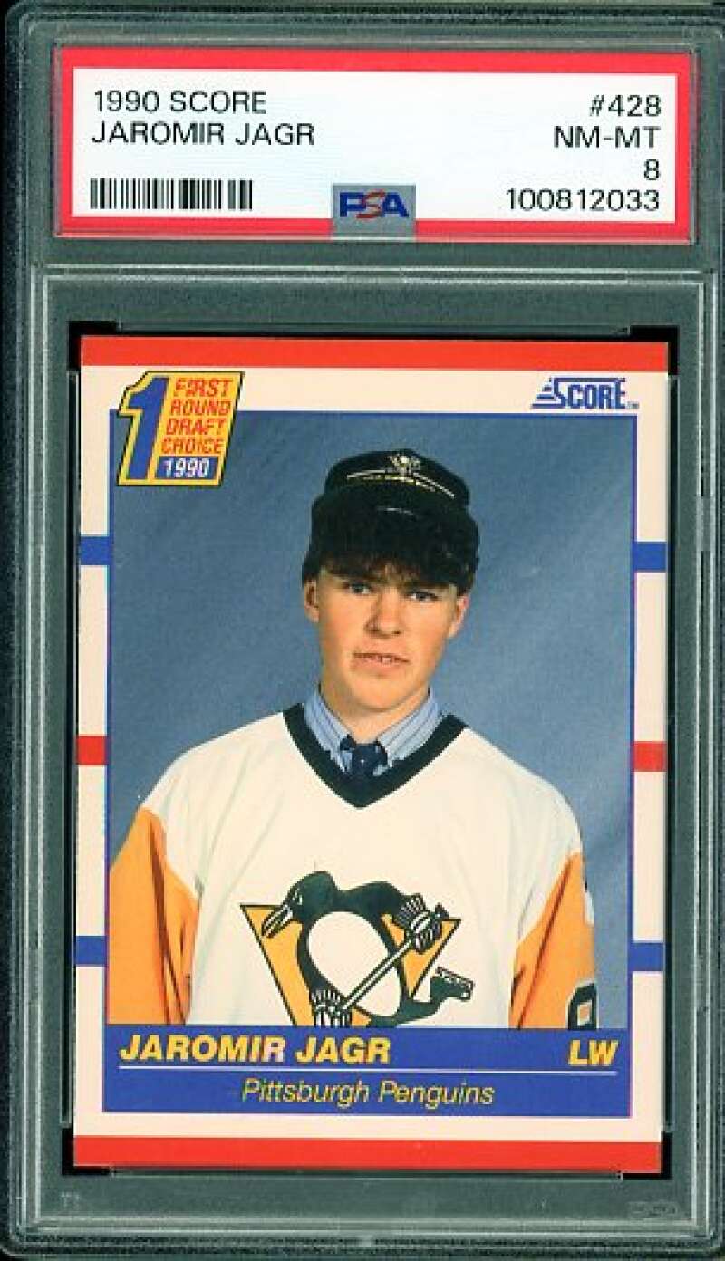 Jaromir Jagr Rookie Card 1990-91 Score #428 PSA 8 Image 1