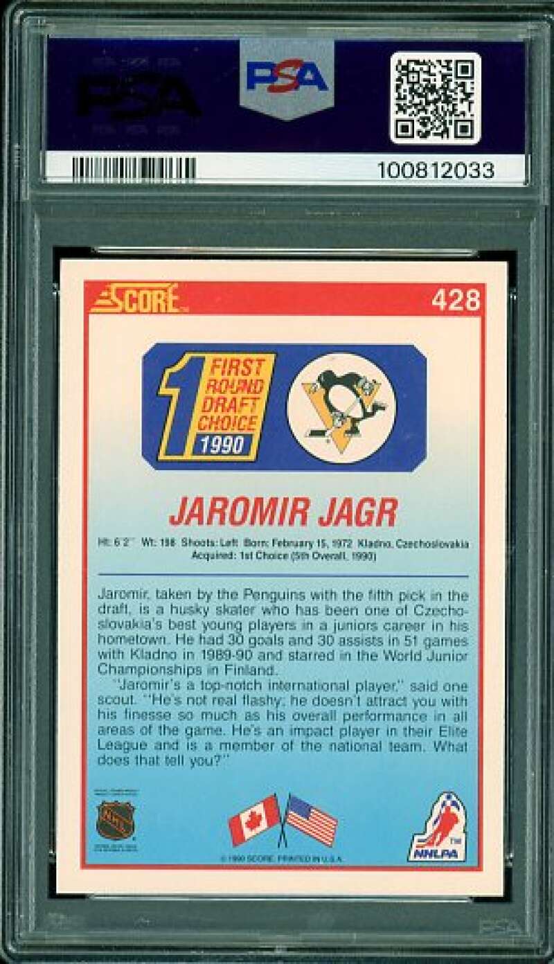 Jaromir Jagr Rookie Card 1990-91 Score #428 PSA 8 Image 2