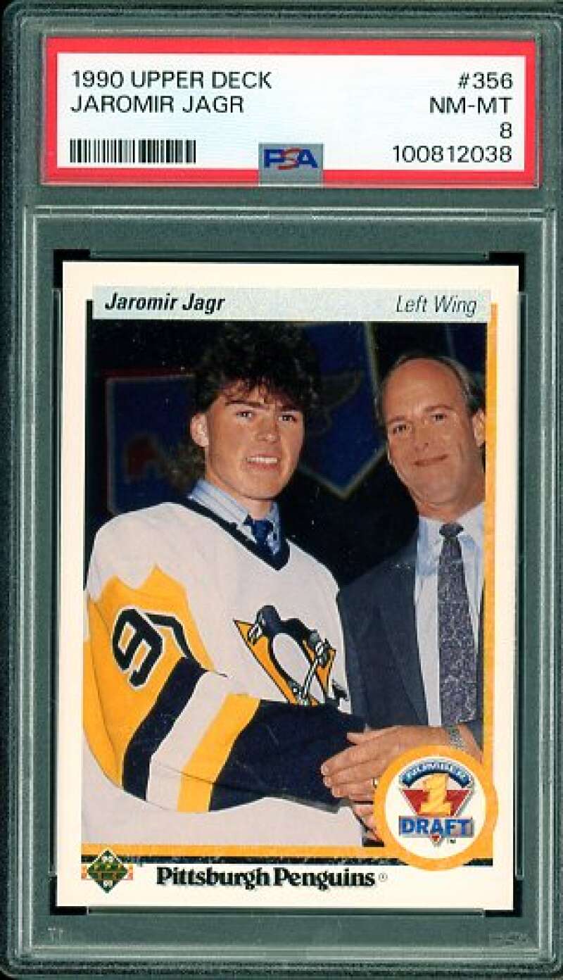 Jaromir Jagr Rookie Card 1990-91 Upper Deck #356 PSA 8 Image 1