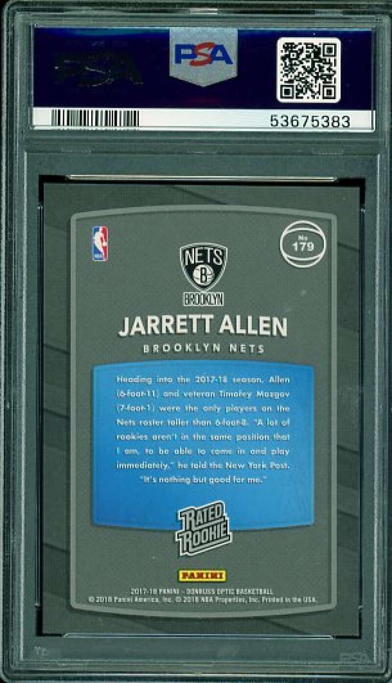 Jarrett Allen Rookie Card 2017-18 Panini Donruss Optic Shock #179 PSA 9 Image 2