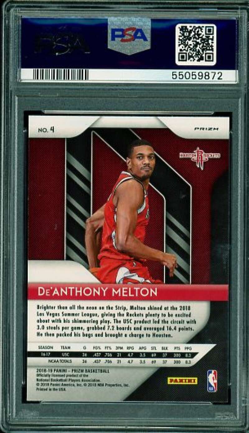 De'Anthony Melton Rookie Card 2018-19 Panini Prizm Silver Prizm #4 PSA 9 Image 2