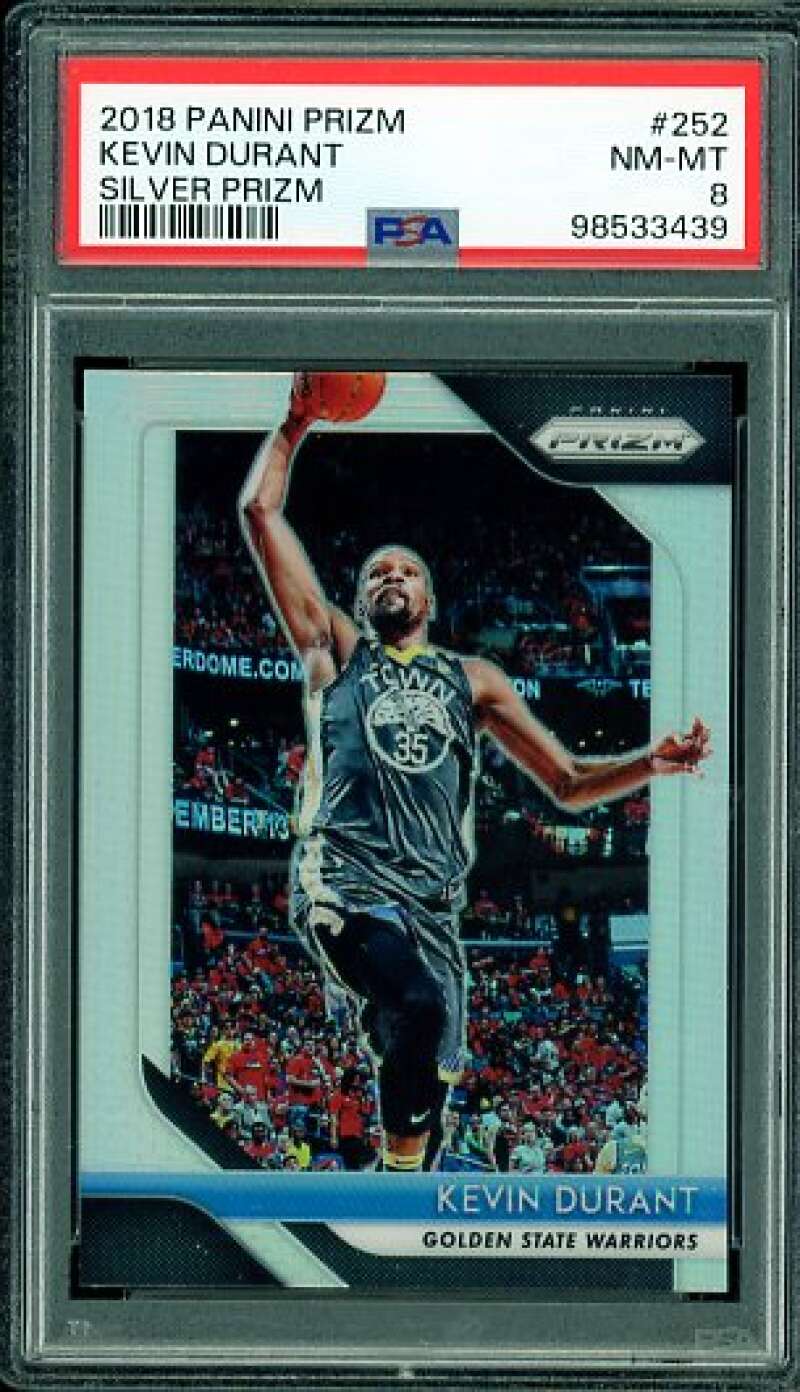 Kevin Durant Card 2018-19 Panini Prizm Silver Prizm #252 PSA 8 Image 1