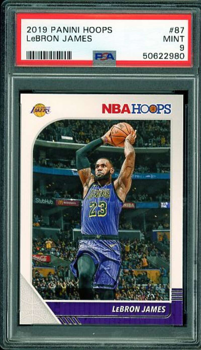 LeBron James Card 2019-20 Panini Hoops #87 PSA 9 Image 1