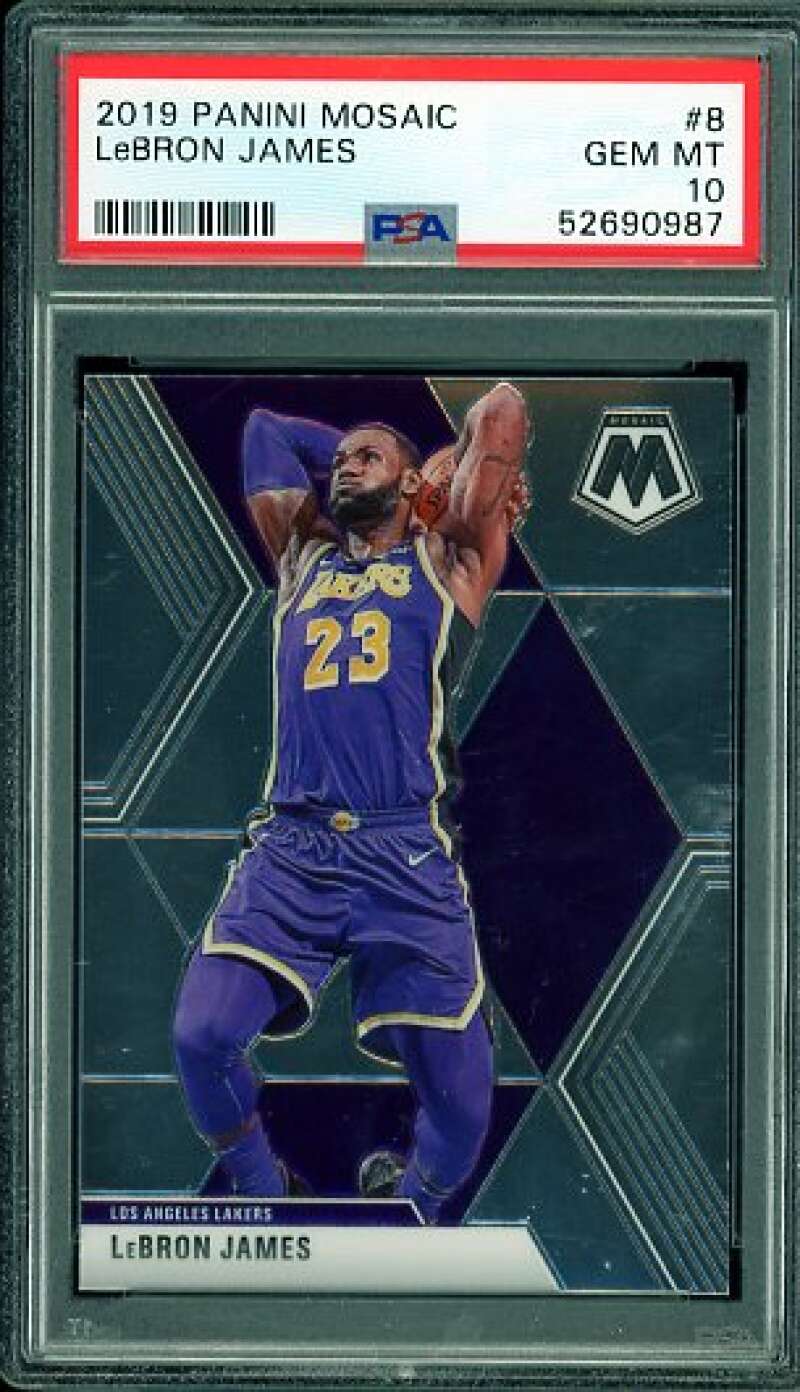 LeBron James Card 2019-20 Panini Mosaic #8 PSA 10 Image 1