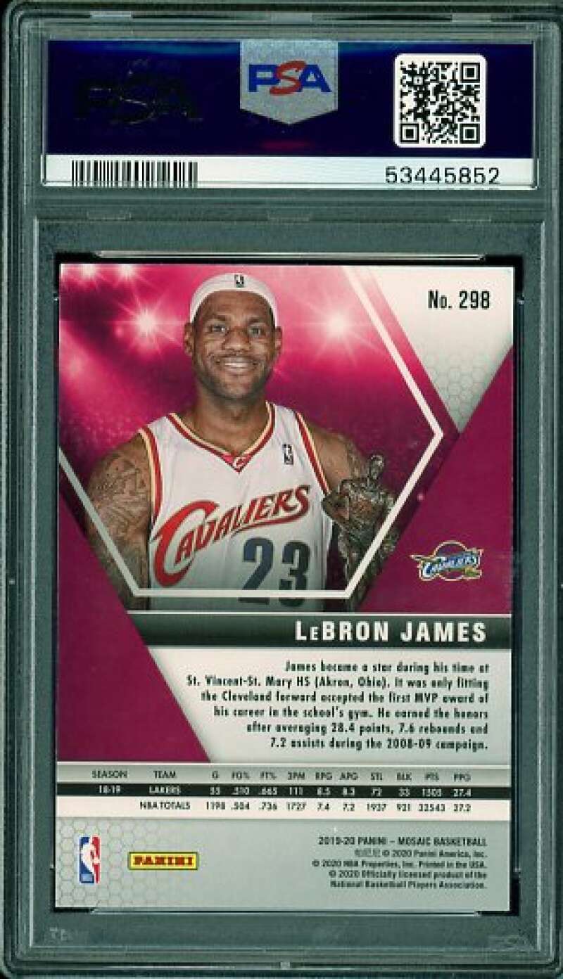 LeBron James Card 2019-20 Panini Mosaic #298 PSA 10 Image 2