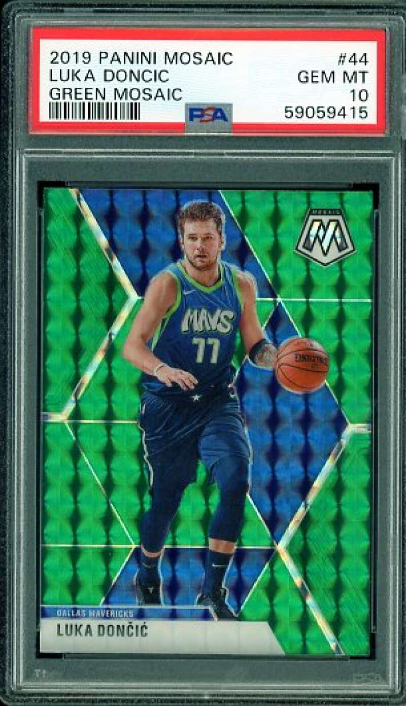 Luka Doncic Card 2019-20 Panini Mosaic Green Mosaic #44 PSA 10 Image 1