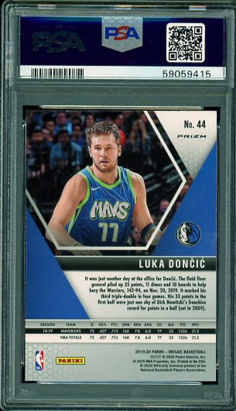 Luka Doncic Card 2019-20 Panini Mosaic Green Mosaic #44 PSA 10 Image 2
