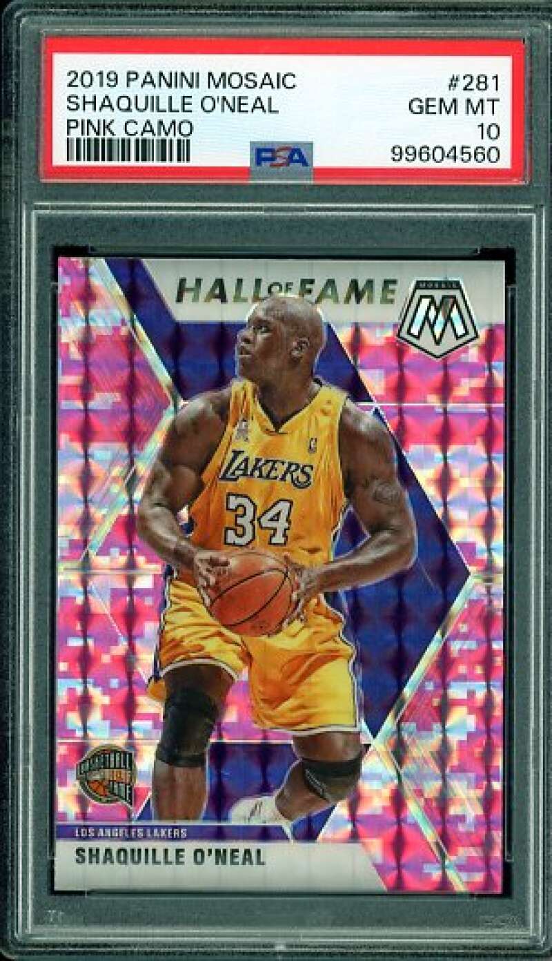 Shaquille O'Neal Card 2019-20 Panini Mosaic Pink Camo #281 PSA 10 Image 1