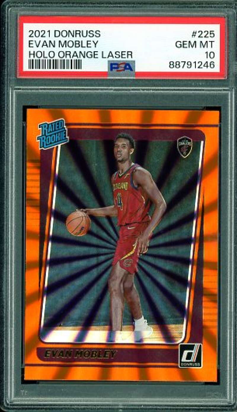 Evan Mobley Rookie Card 2021-22 Donruss Holo Orange Laser #225 PSA 10 Image 1