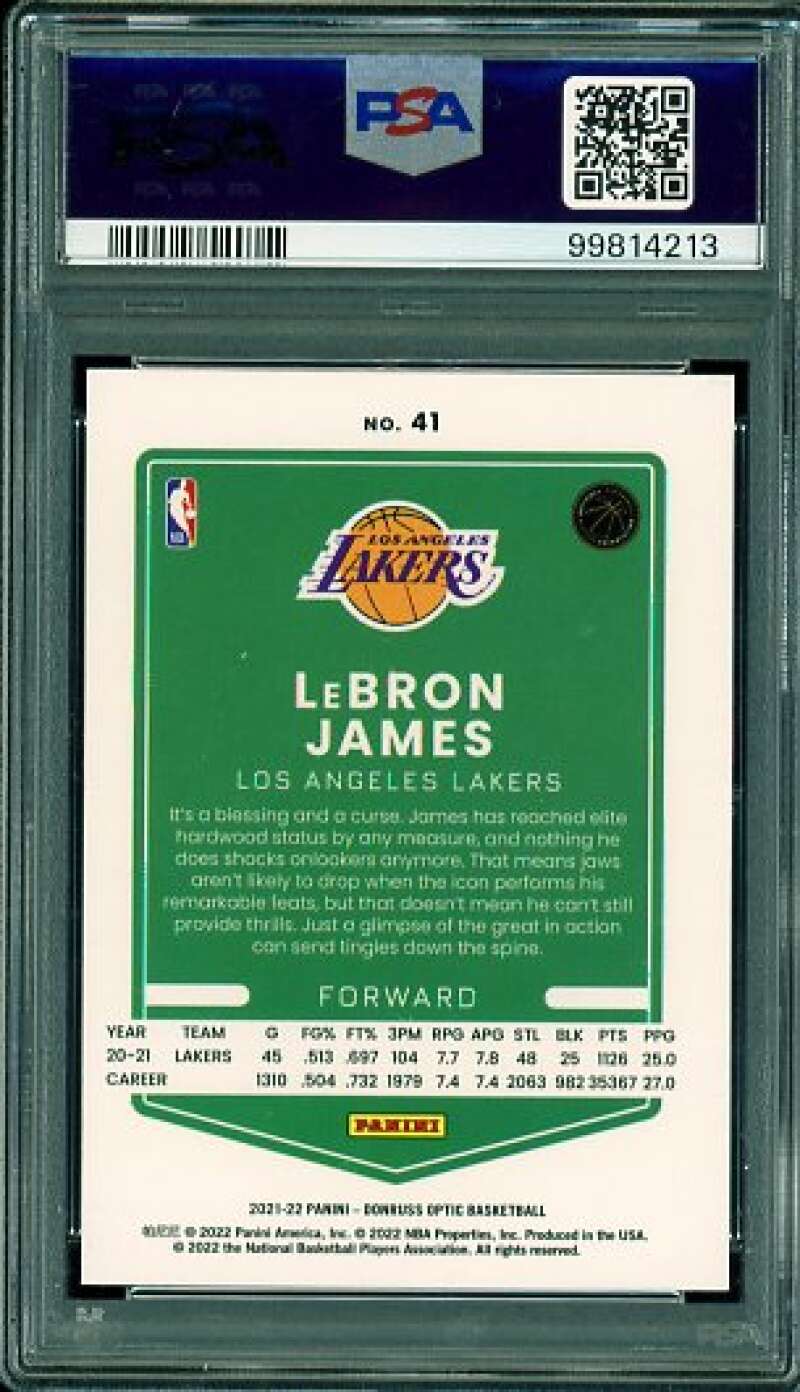 LeBron James Card 2021-22 Donruss Optic #41 PSA 10 Image 2