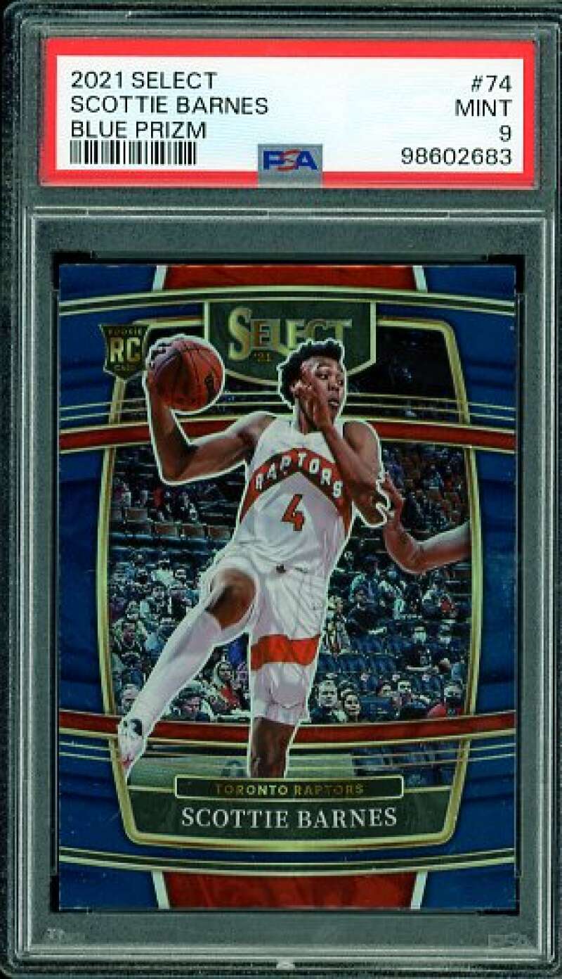 Scottie Barnes Rookie Card 2021-22 Select Blue Prizm #74 PSA 9 Image 1