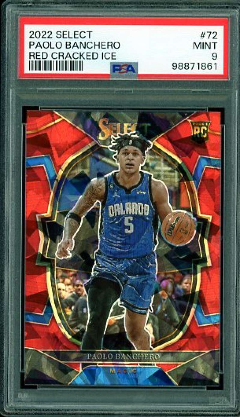 Paolo Banchero Rookie Card 2022-23 Select Red Cracked Ice #72 PSA 9 Image 1