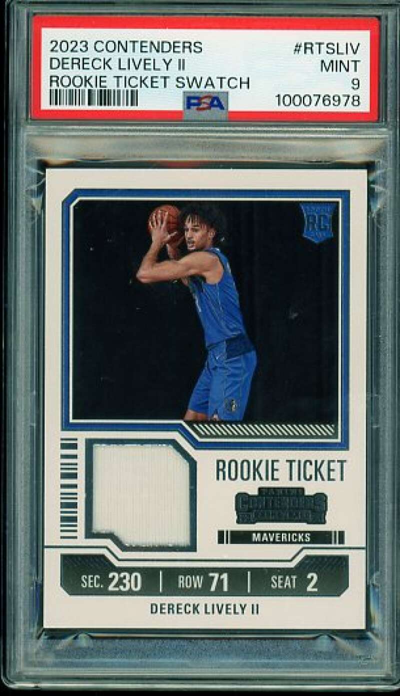Dereck Lively II Rookie Card 2023 Contenders Rookie Ticket Swatch #Rtsliv PSA 9 Image 1