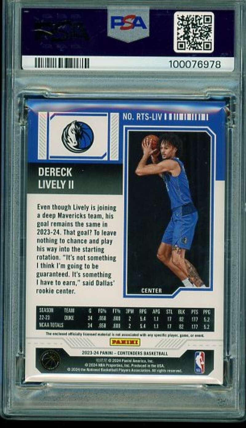 Dereck Lively II Rookie Card 2023 Contenders Rookie Ticket Swatch #Rtsliv PSA 9 Image 2