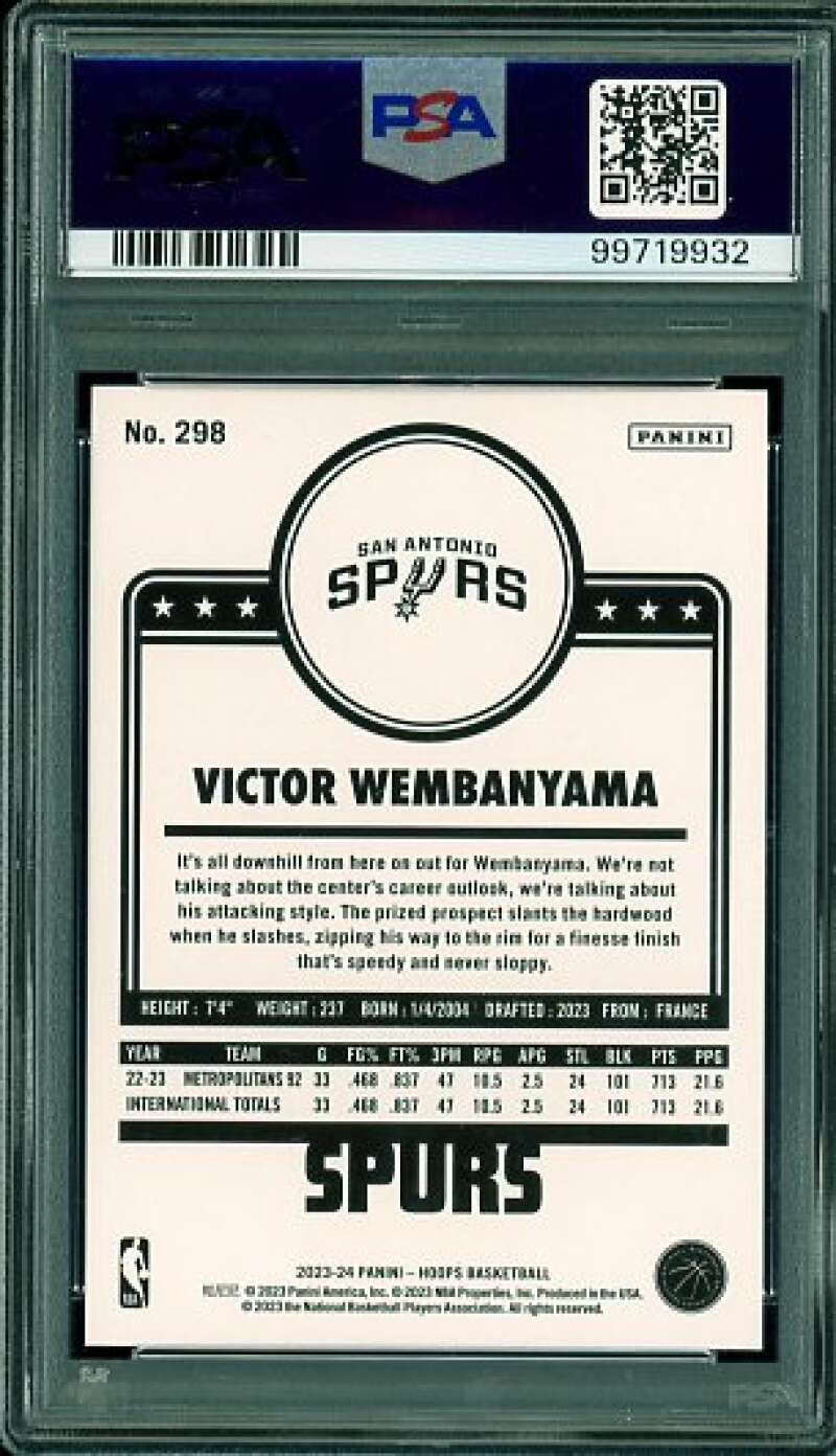 Victor Wembanyama Rookie Card 2023-24 Hoops #298 PSA 9 Image 2