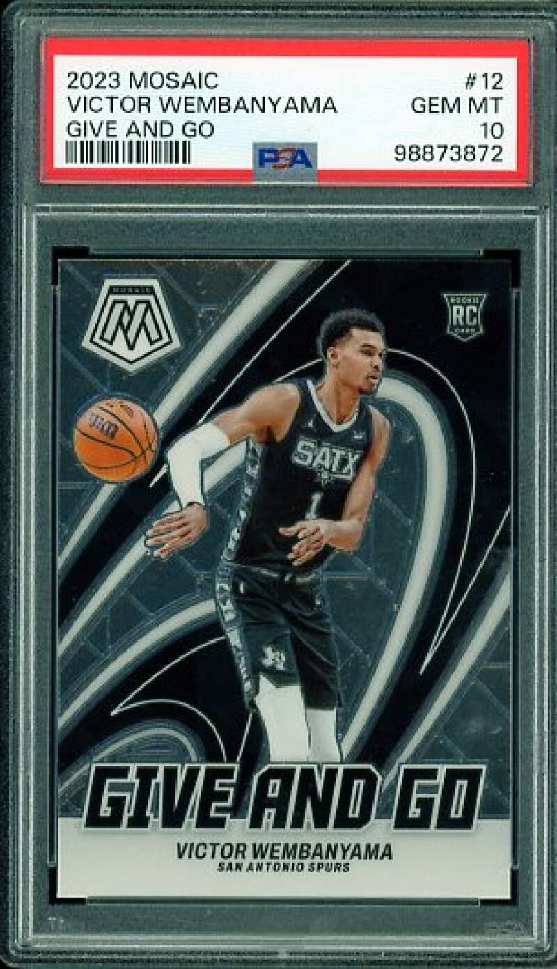 Victor Wembanyama Rookie Card 2023-24 Mosaic Give And Go #12 PSA 10 Image 1