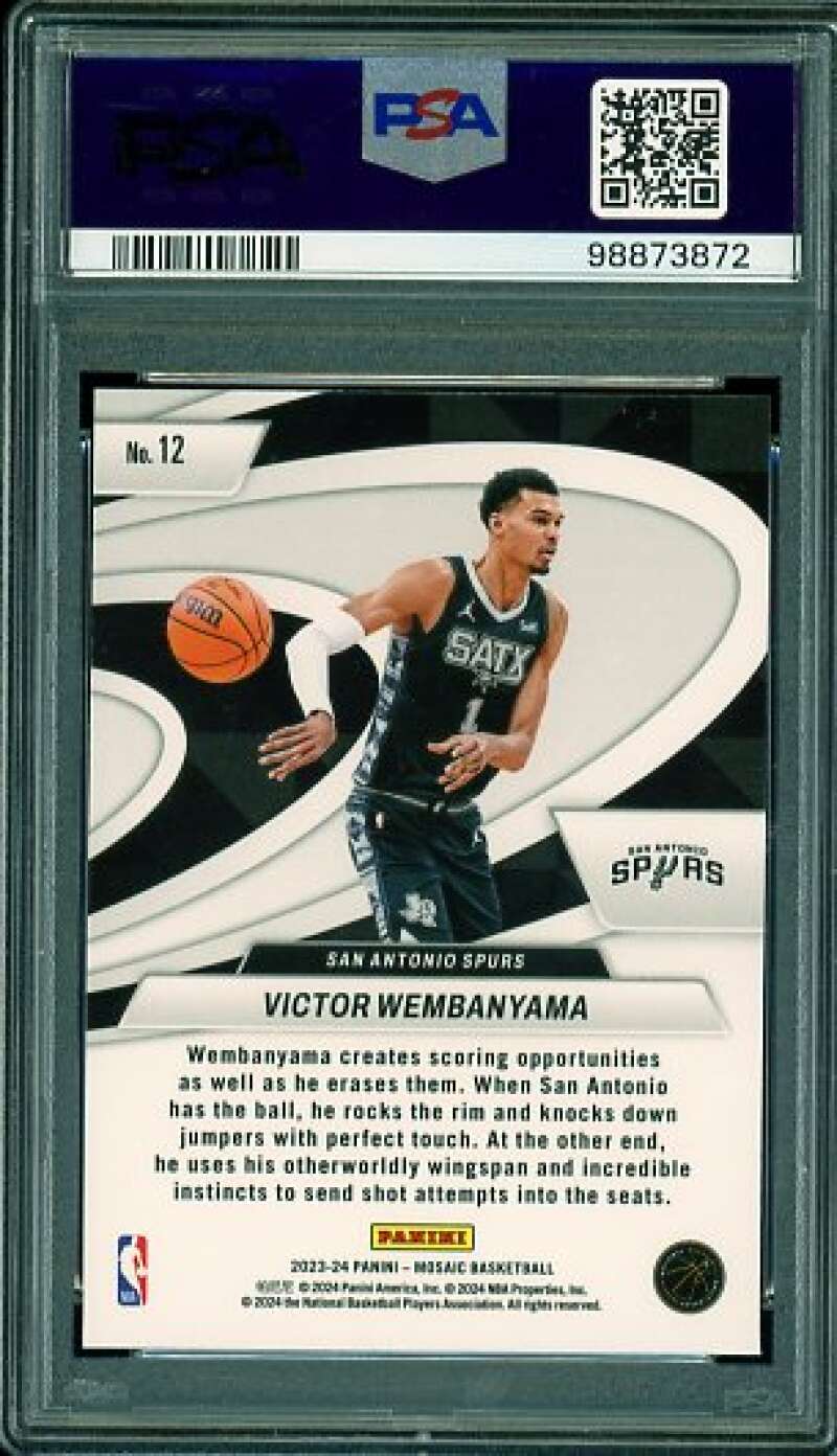 Victor Wembanyama Rookie Card 2023-24 Mosaic Give And Go #12 PSA 10 Image 2