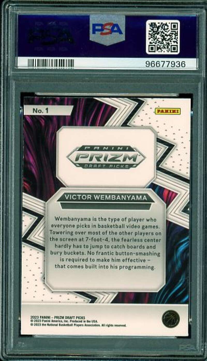 Victor Wembanyama Rookie Card 2023-24 Prizm Draft Picks Fearless #1 PSA 10 Image 2