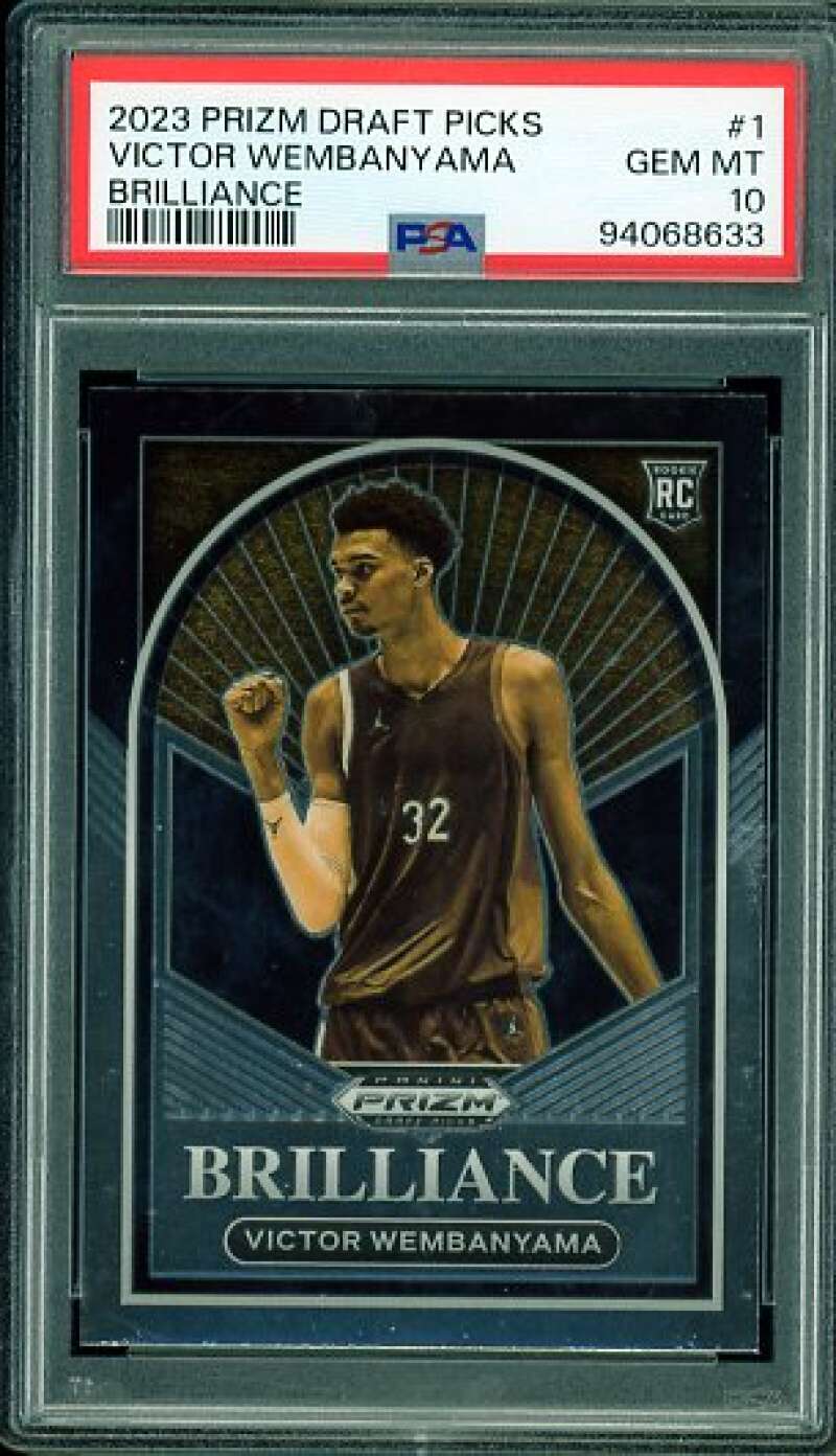 Victor Wembanyama Rookie Card 2023-24 Prizm Draft Picks Brilliance #1 PSA 10 Image 1