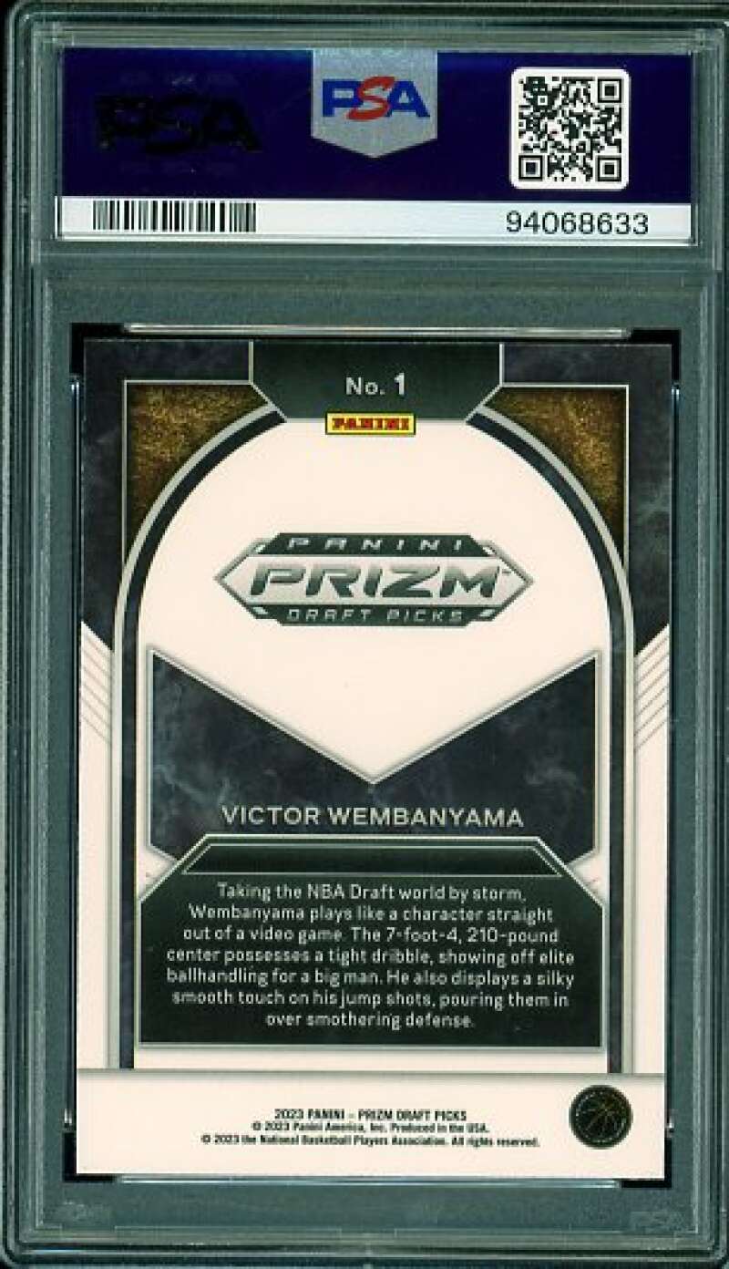 Victor Wembanyama Rookie Card 2023-24 Prizm Draft Picks Brilliance #1 PSA 10 Image 2