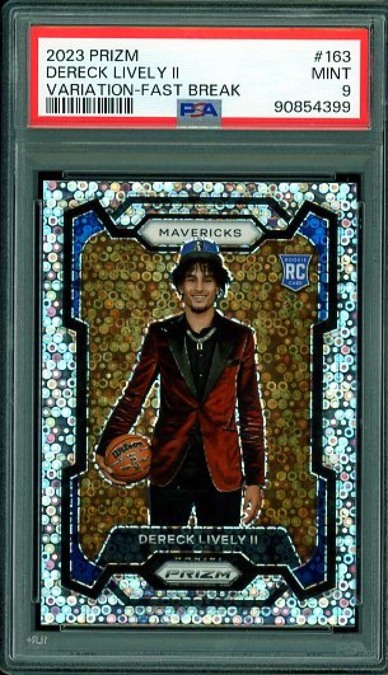 Dereck Lively II Rookie Card 2023-24 Prizm Variations Fast Break #163 PSA 9 Image 1