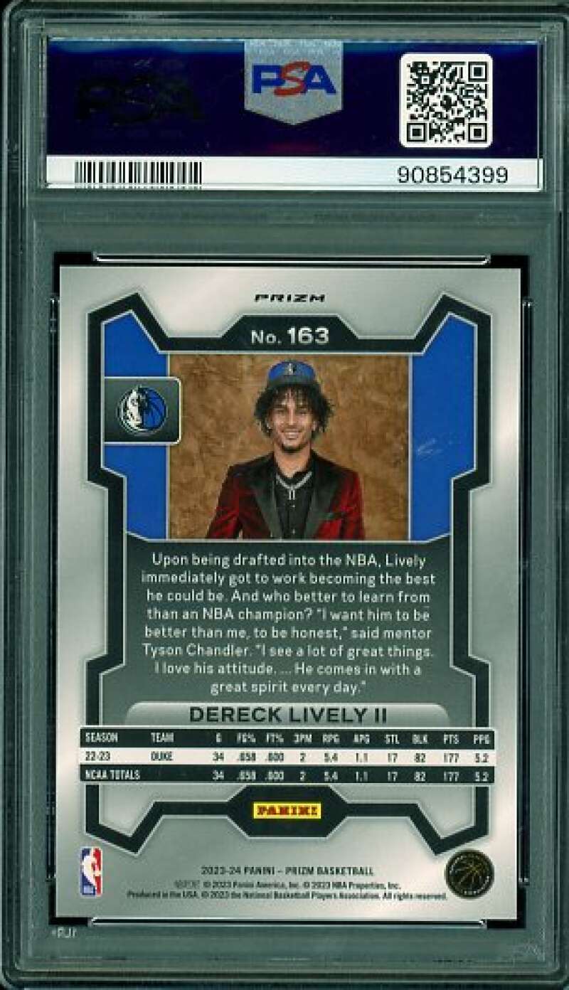 Dereck Lively II Rookie Card 2023-24 Prizm Variations Fast Break #163 PSA 9 Image 2