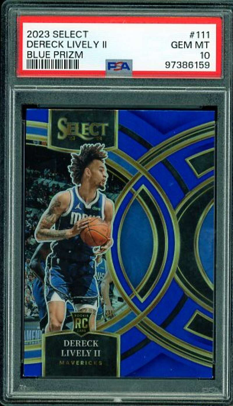 Dereck Lively II Rookie Card 2023-24 Select Blue Prizm #111 PSA 10 Image 1